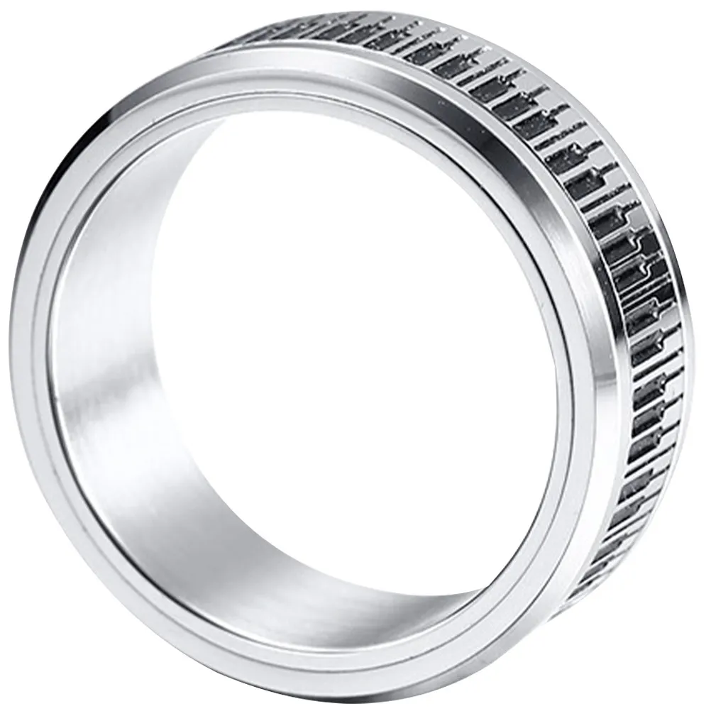 Piano Key Ring Stainless Steel Rotatable Finger Ring for Stress Relief & Bottle Opening – Music-Themed Jewelry