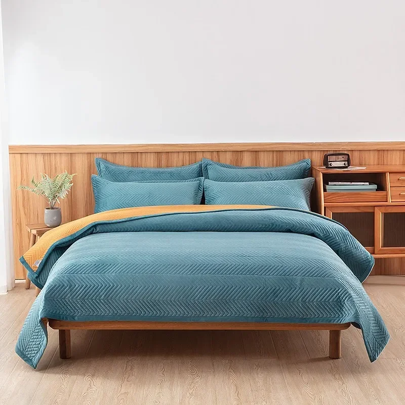 High-end modern bed cover Double sided splicing Bedspread on the bed linen quilted Linens blanket Bedspreads sheet Plaid