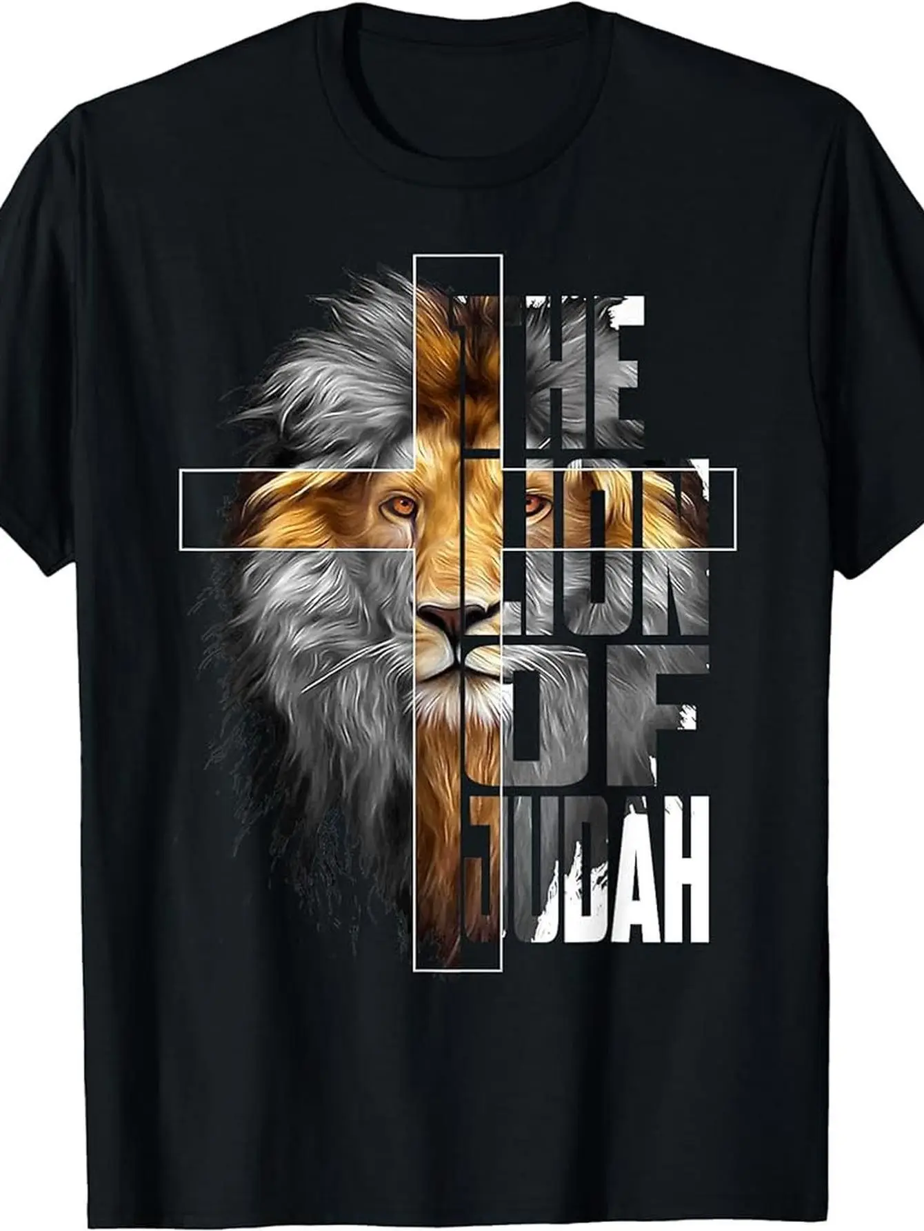

Футболка «Христианский Лев Юды Иисуса», 100% хлопок, машинная стирка, унисекс, футболка с религиозным рисунком и смелым крестом Священного Писания