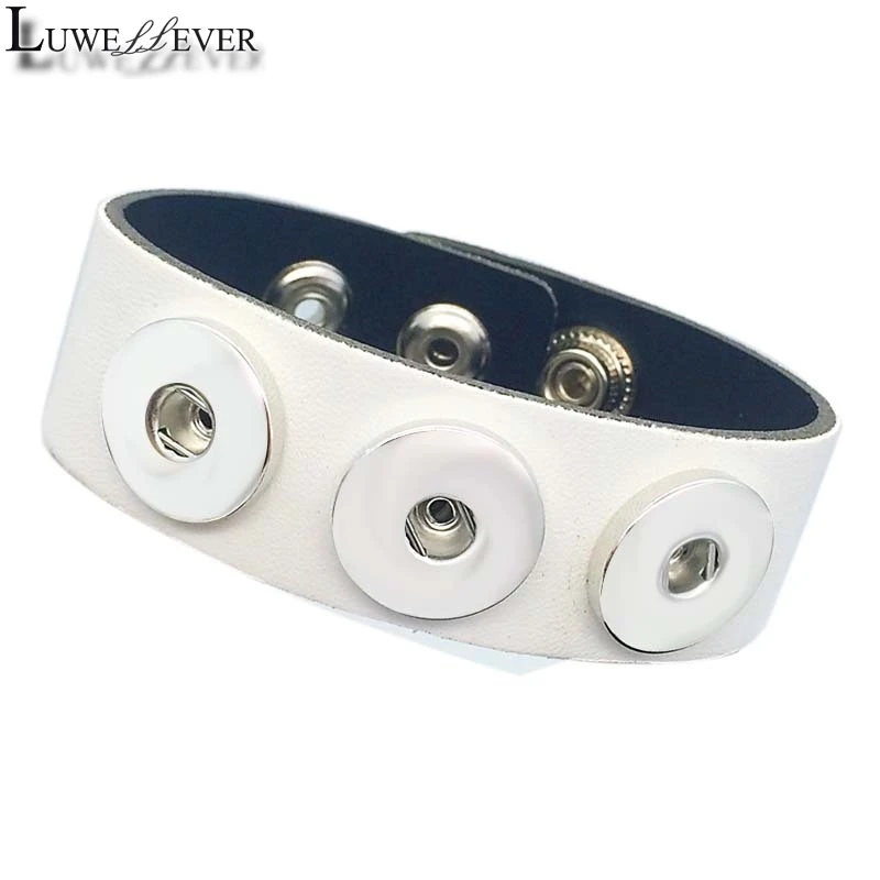 9 Colors 209 Original Genuine Leather Retro Bracelet 18mm Snap Button Charm Jewelry For Women Teenagers Men