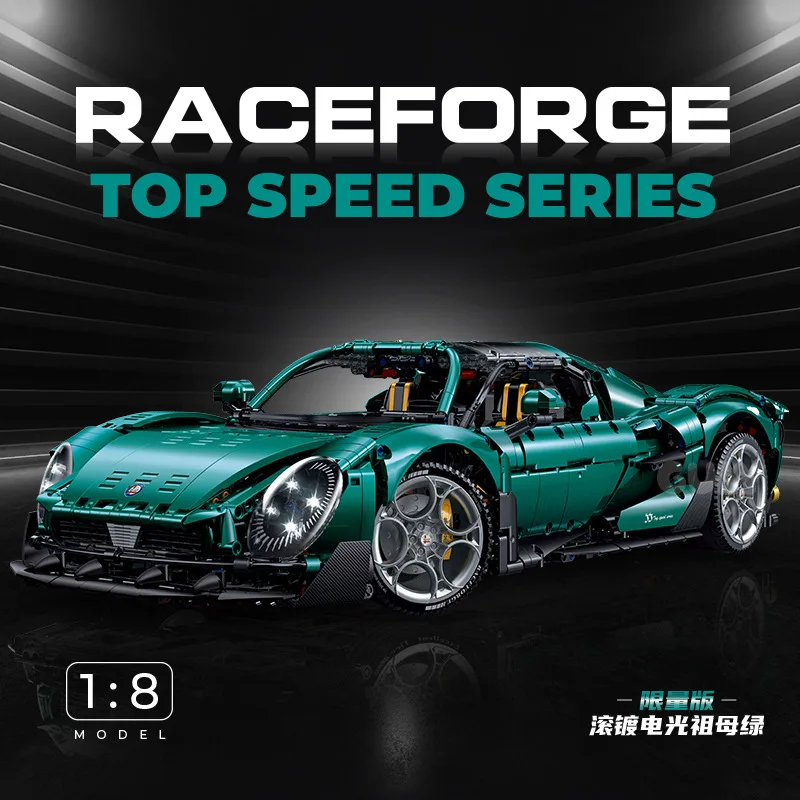 3861pcs 1:8 Big Sports Car Building Block GULY10621 MOC Race Car Chrome-Plated Finish Technology Model Bricks Toy for Boys Adult
