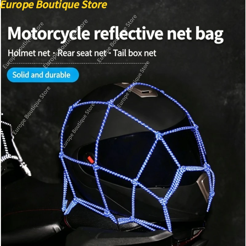 

Riding Accessories Motorcycle Cargo Net Elastic Reflective Helmet Holder Bungee Net For Tank Rear Seat Luggage Storage