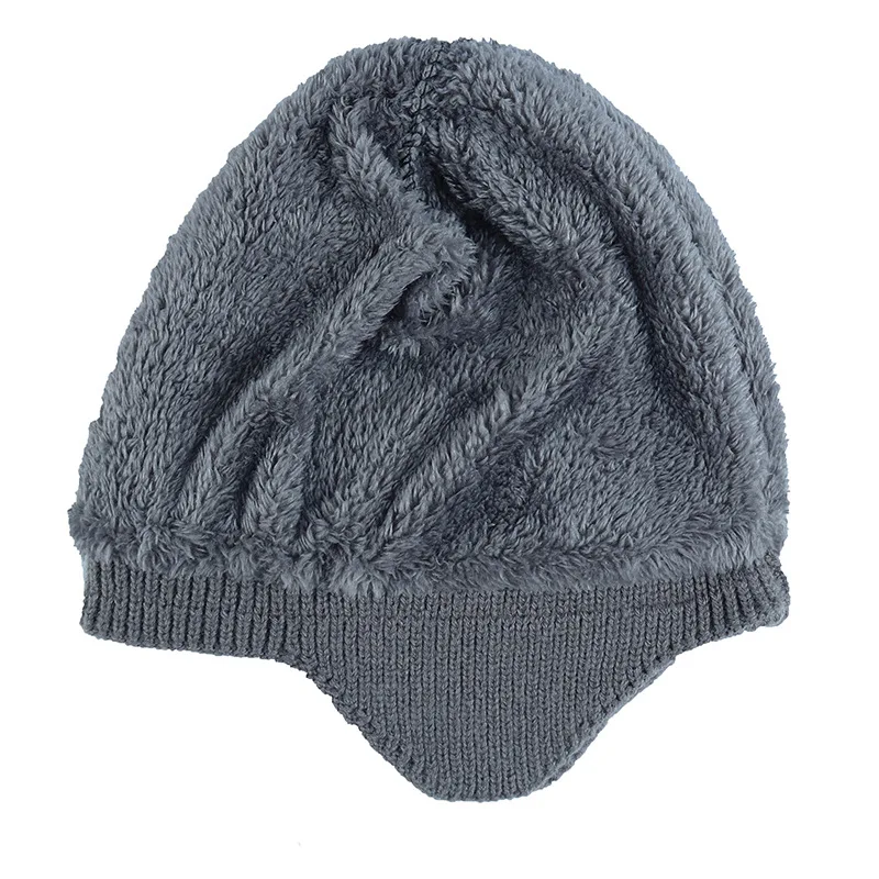 Gorro cálido grueso de invierno para hombre y mujer, protección para los oídos, gorro de punto de terciopelo, gorro cálido a prueba de viento para