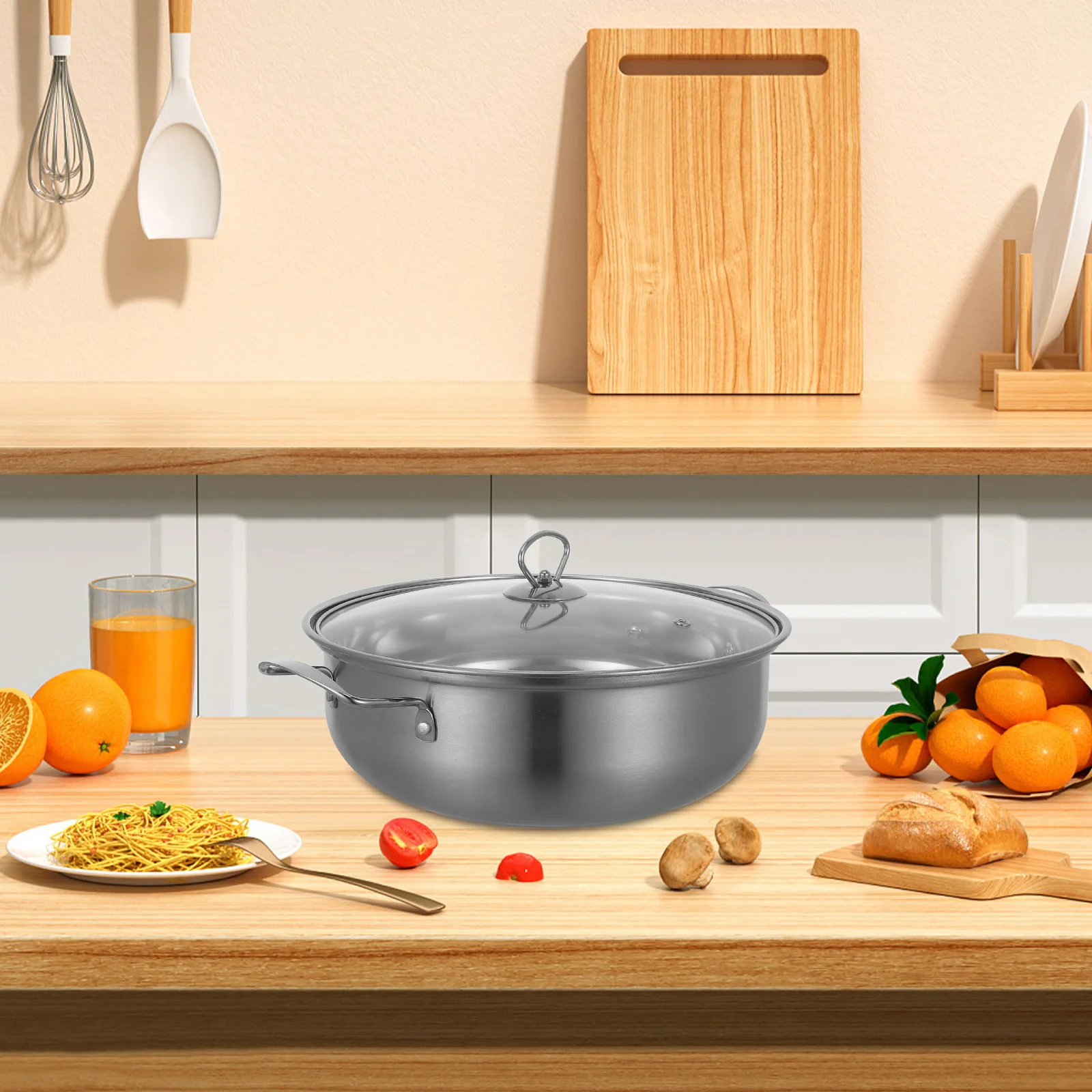 

Stainless Steel Hotpot Thickened Cooking Pot Practical Home Kitchen Hot Pot Pan Polished Interior Design