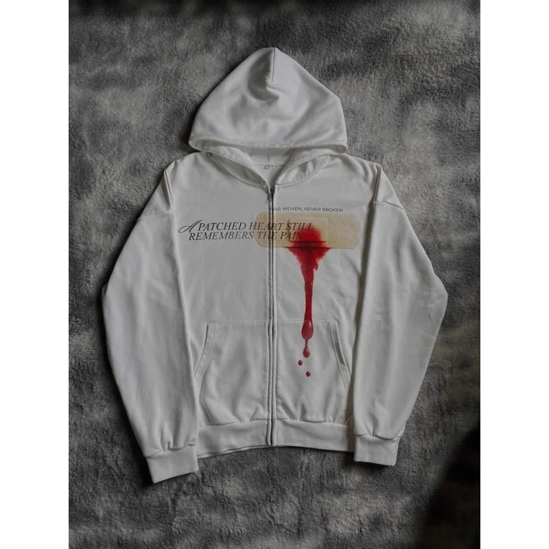 

Худи в стиле ретро-готика, повседневное, удобное, из хлопка, с длинными рукавами, на молнии, с капюшоном