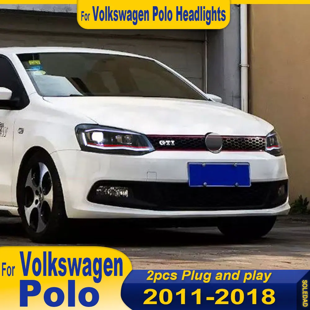 

Car Headlights For Volkswagen Polo Headlights 2011 2012 2013 2014-2018 LED Car Lamps Daytime Running Lights Dynamic Turn Signals