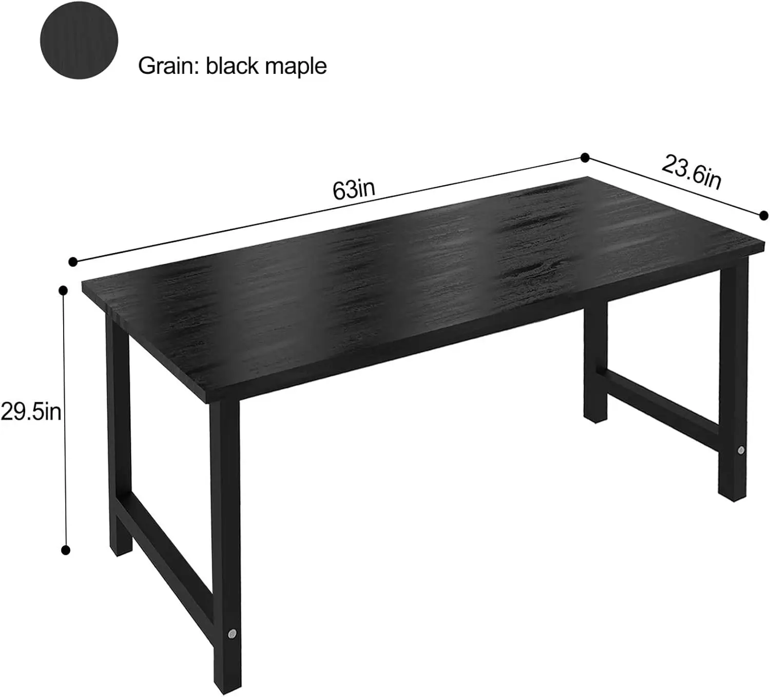 Modern Computer Desk 63 inch Large Office Desk Writing Study Table for Home Office Desk Workstation Wide Metal Frame Steel Legs