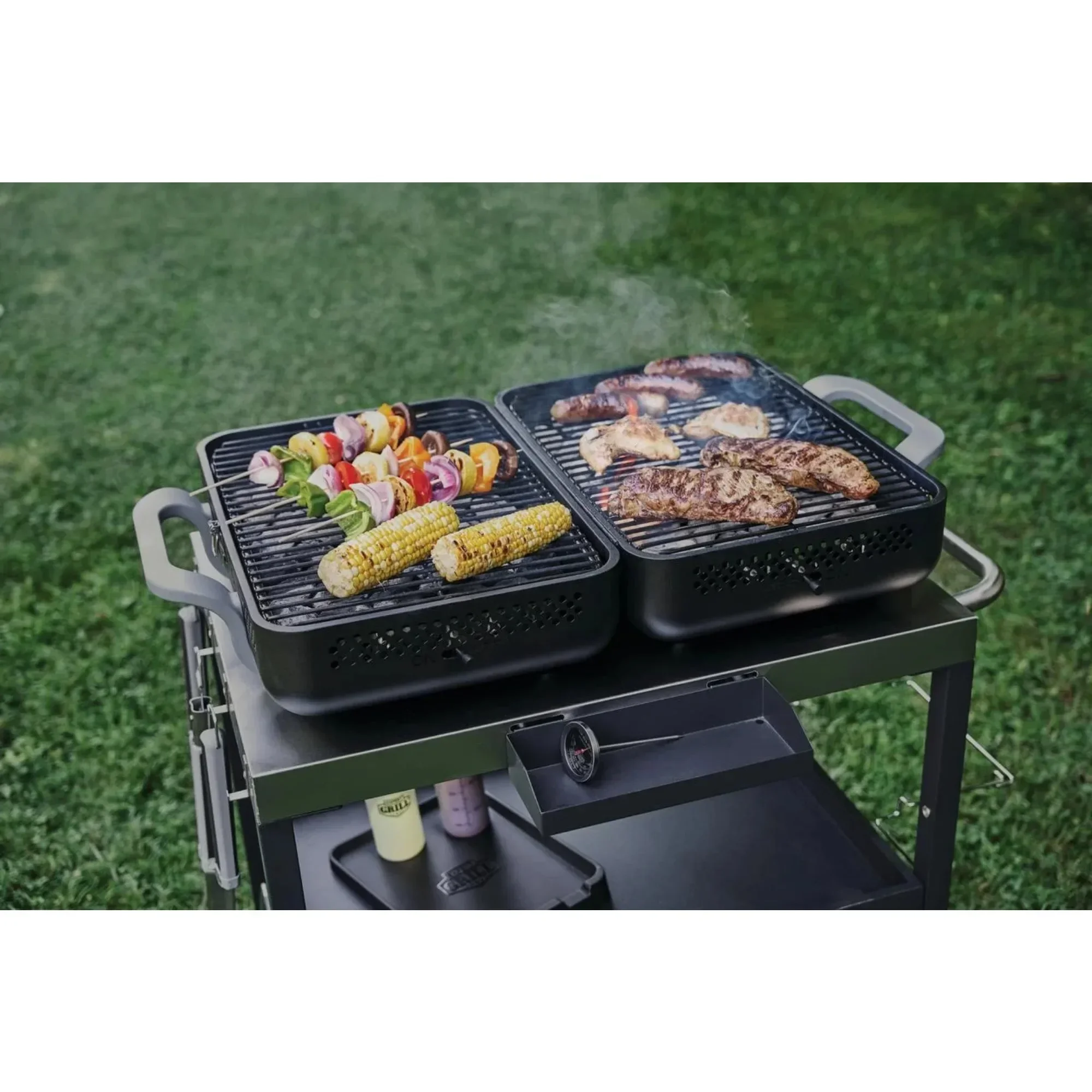 

Портативный угольный гриль и коптильня