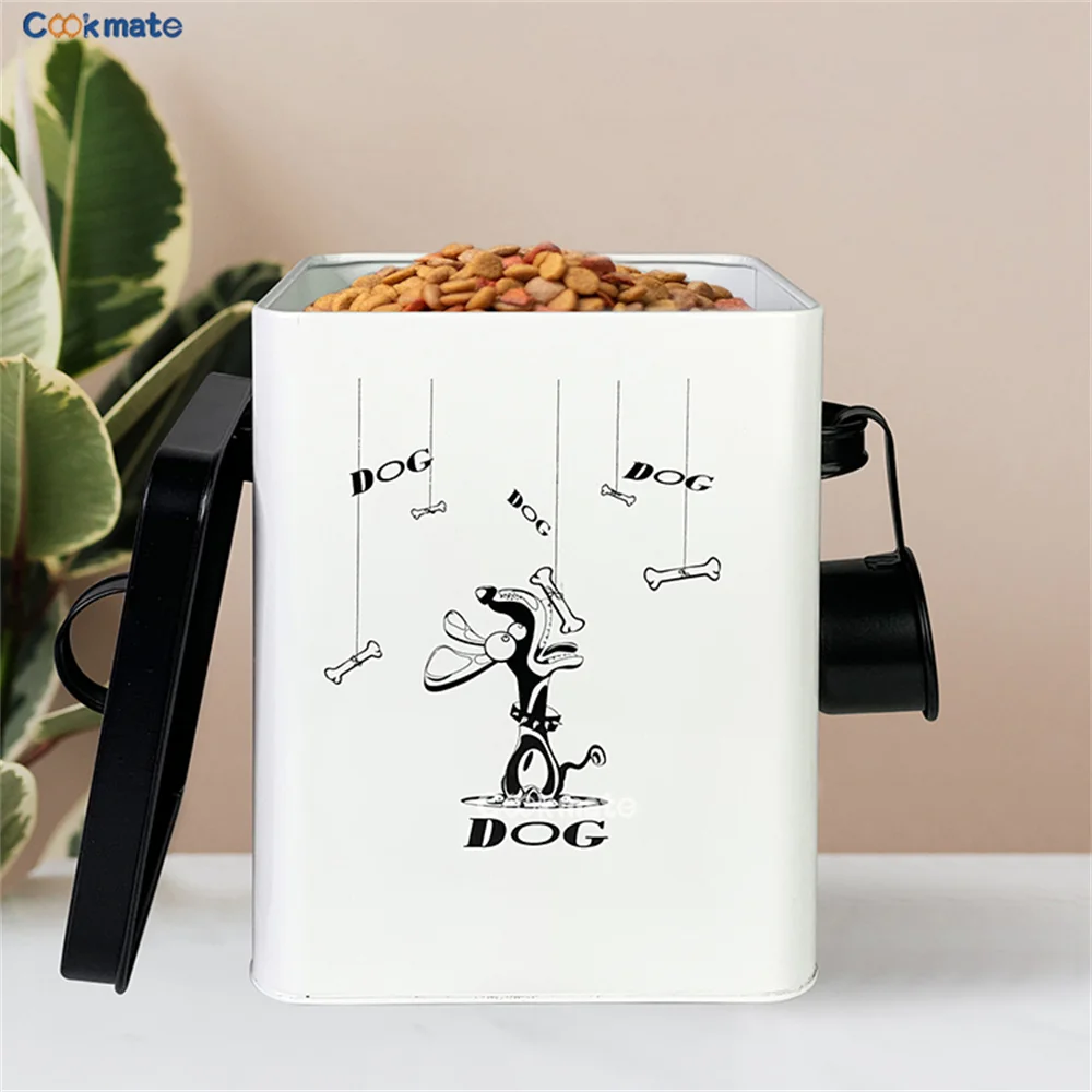 

Dog Food Storage Container Pet Airtight Moisture Proof Large Capacity Sealed Pet Food Container with Measuring Spoon for Dog Cat
