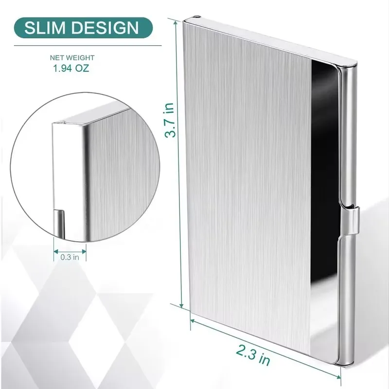 Metal Business Card Holder - Slim Pocket Business Card Case for Men & Women, Stainless Steel IC Cards Storage image 2