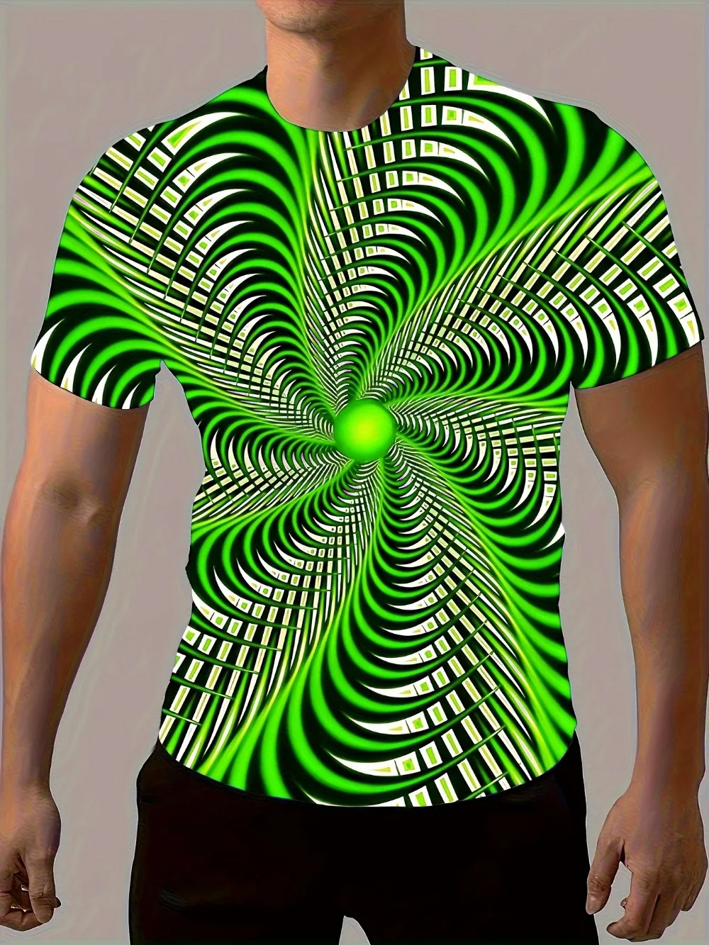 Kreativität Rainbow Vertigo Hypnotic Vortex 3D Sport Schnelltrocknend Breatha Herren T-Shirt Outdoor Street Casual Eltern-Kind-Kleidung – Detail 5