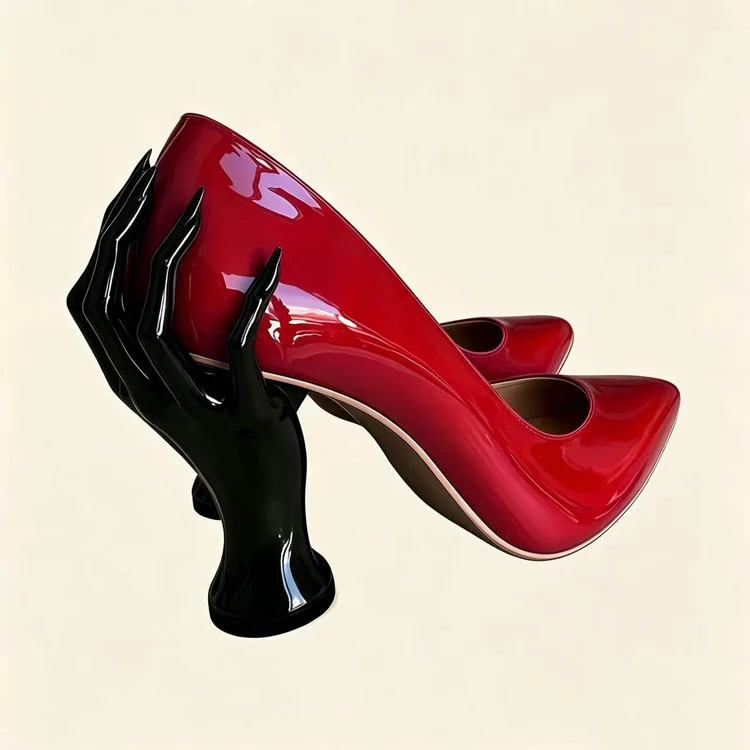 2026 Women's Shoes 10cm Heel High Heel Pumps Unique Ladies' Finger Flats Fashion Trend Pointed Shoe Size 36-43