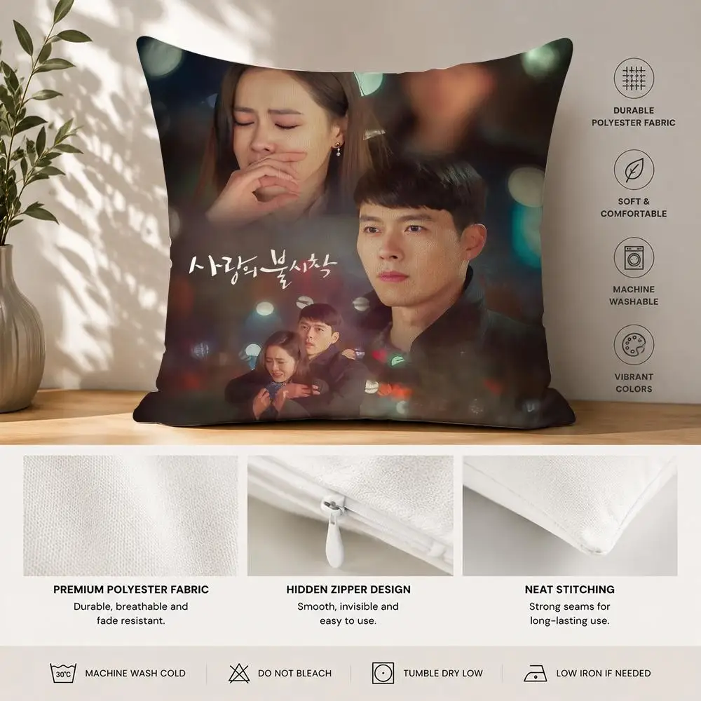 C-Crash Landing On You Cushion Cover 40x40cm Square Decorative Sofa Cushion Cover Bedroom Living Room Home Decor Gift