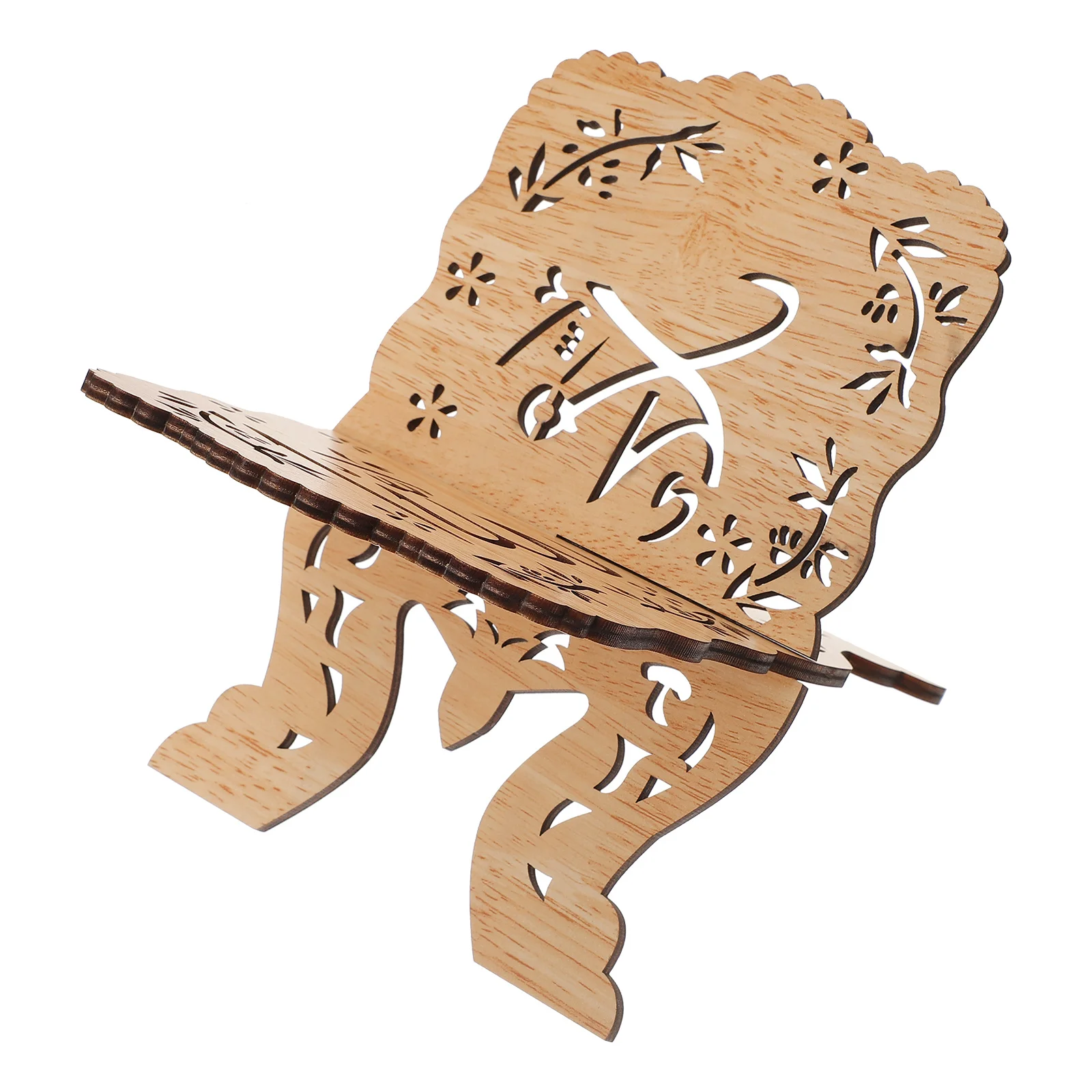 حامل كتب خشبي، منظم سطح المكتب قوي صديق للبيئة، تصميم زهرة مجوفة، حامل القرآن الكريم، تخزين ديكور المهرجانات