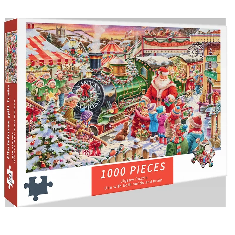 1000pcs Paper Puzzle Three Types of Christmas Pictures Cute Healing High Difficulty Decompression Girl Puzzle Stall Retail Toys