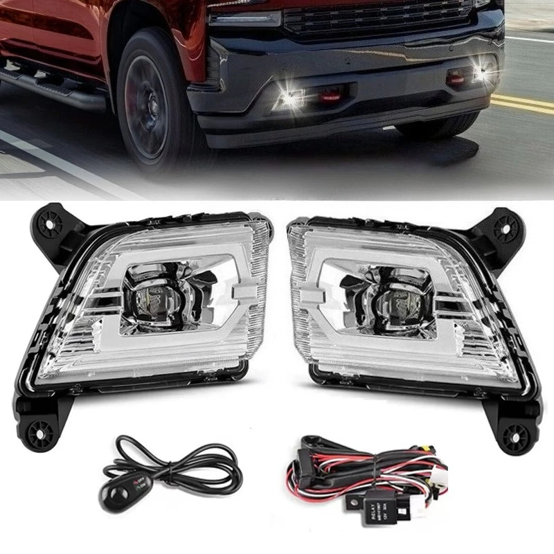 

A pair Front Bumper Fog Light Led Daytime Running Lamp DRL Daylights 84509651 84509652 For Chevrolet Silverado 2019 -2021