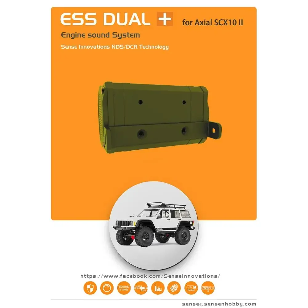SENSE RC Auto Motor Sound Simulator ESS-ONE ESS-DUAL Plus Motor Sound Simuliertes Modul Set für Axial SCX10 SCX10II, RC Autos