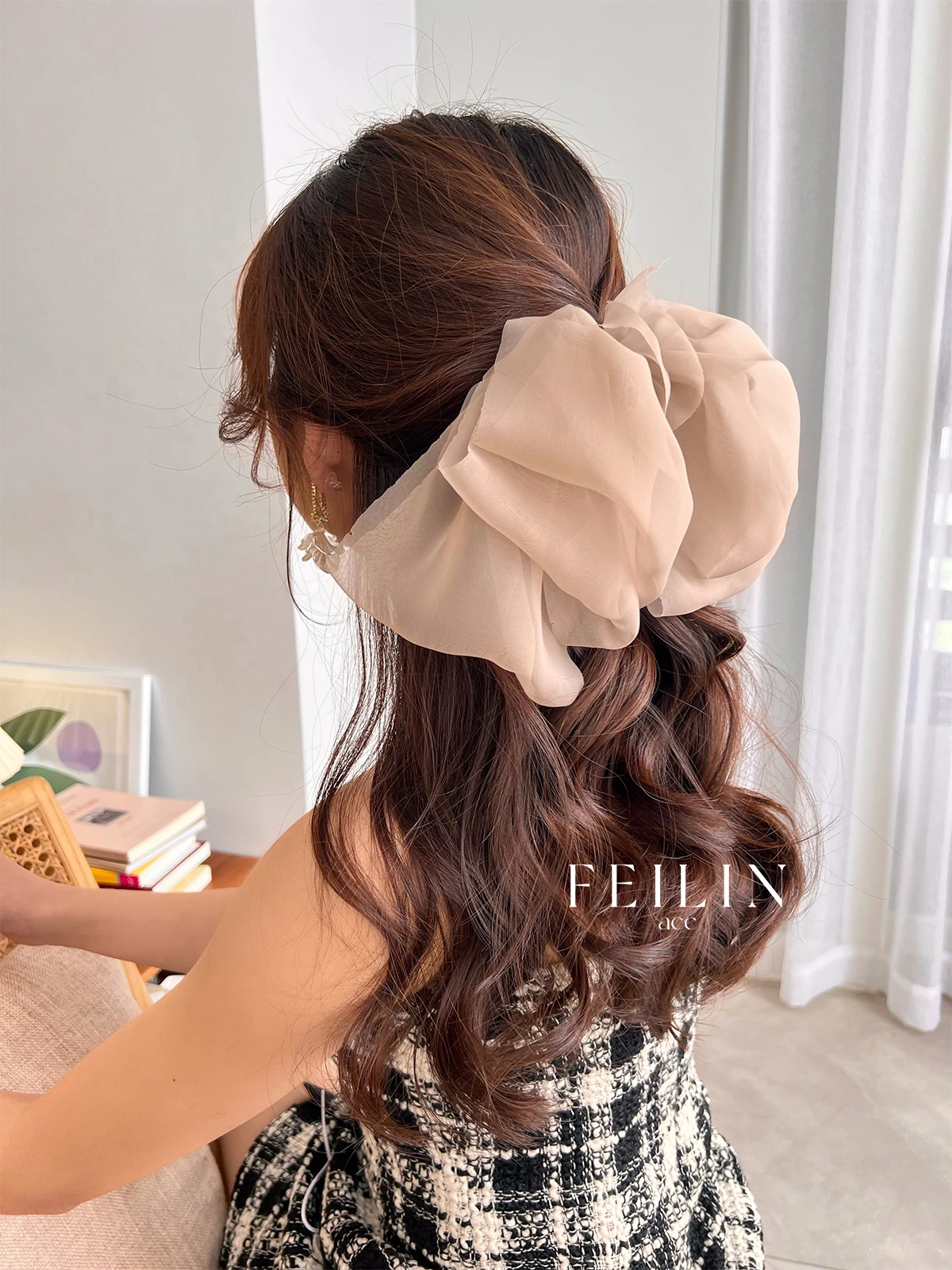 White Oversize Bow Hairpin for Women Net Yarn Bowknot Ribbon Hair Clip New Long Lady Wedding Girls Spring Clip Hair Accessories