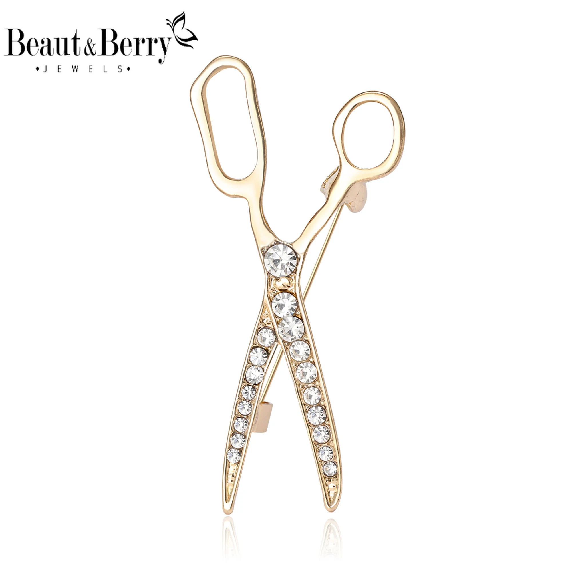 Beaut&Berry Beautiful Scissors Brooches for Women Unisex Charming Pins Friends Party Gifts Banquet Jewellery Accessories