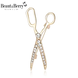 Beaut&Berry Beautiful Scissors Brooches for Women Unisex Charming Pins Friends Party Gifts Banquet Jewellery Accessories