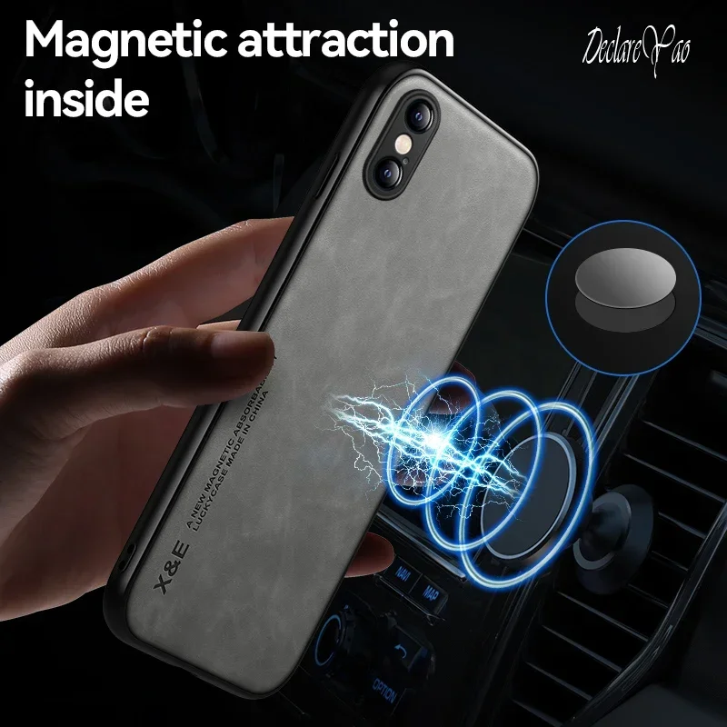 DECLAREYAO Luxury Magnetic Hard Case For Apple iPhone XS X Max S R XR Cover Ultra-thin Light Suede Leather Shockproof Soft Frame