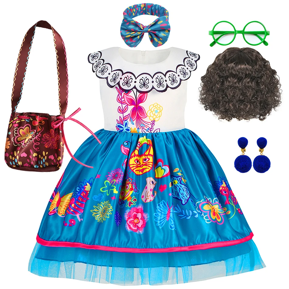 Vestido de Cosplay con Estampado Encanto, Disfraz de Princesa de Malla para Bebé Niña, Vestido Elegante para Cumpleaños, Halloween, Navidad