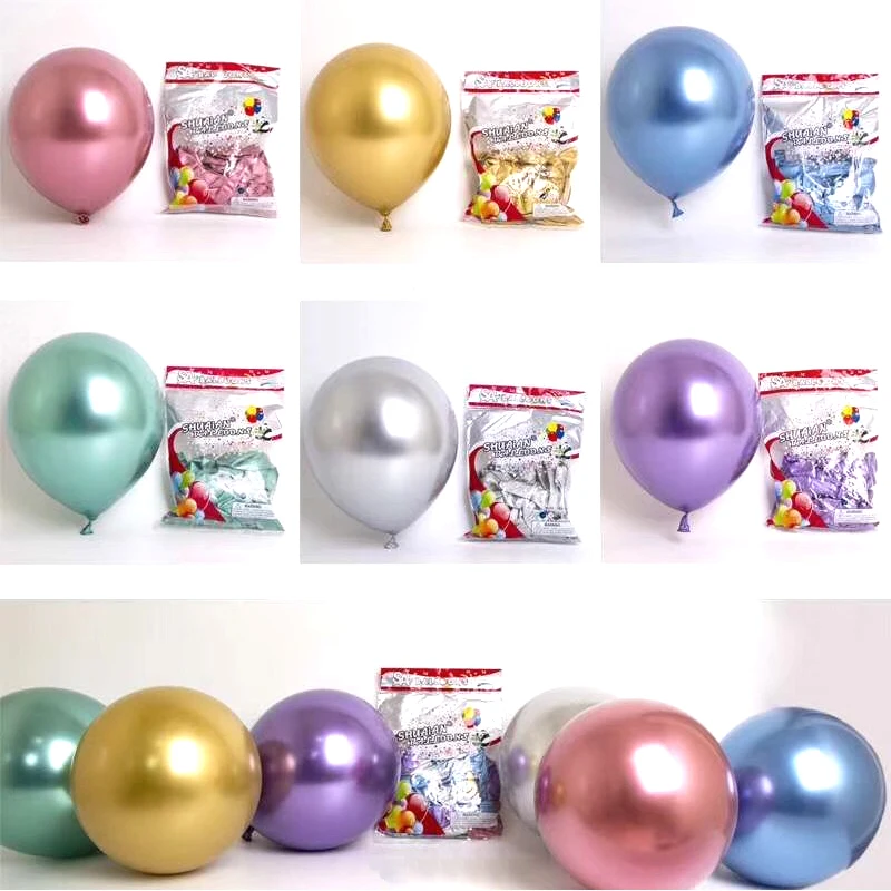 100~10Pcs 10inch Chrome Metallic Balloons Golden Silver Metal Balloon Wedding Birthday Party Decor Baby Shower Decorations