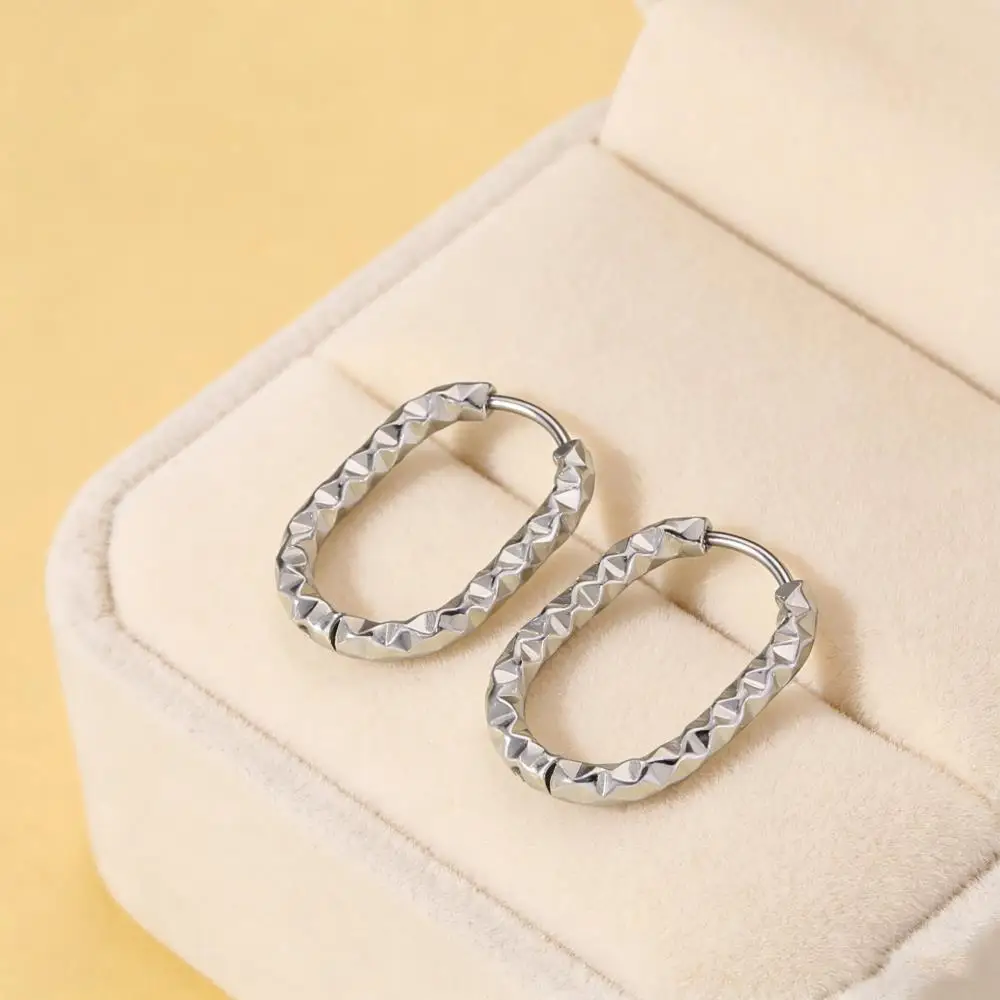 Stacking U Shaped Stainless Steel Hoop Earrings For Women Men Simple Silver Color Female Male Wedding Small Ear Buckle Jewelry