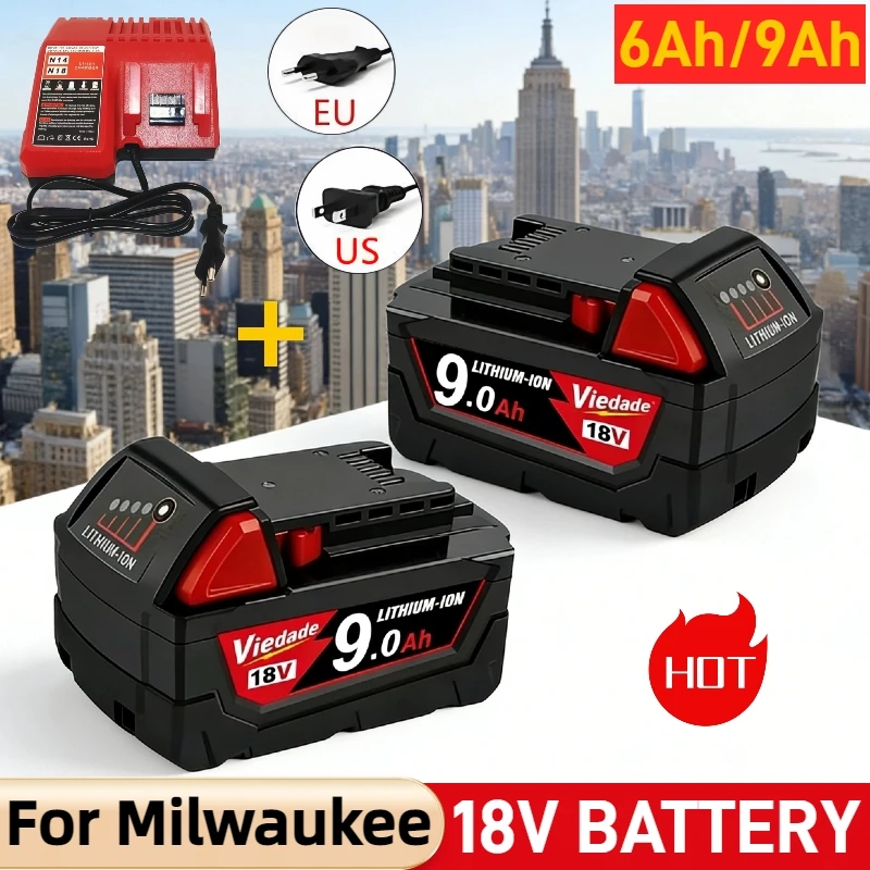 

Аккумулятор 18В 6000мАч для Milwaukee M18, литий-ионный, замена для Milwaukee 18V M18 48-11-2830 0730-20, аккумулятор для электроинструмента.