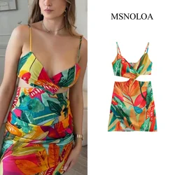 Taop&Za women's clothing 2024 summer new tropical flower print suspender skirt sexy waist design holiday style 2587/062