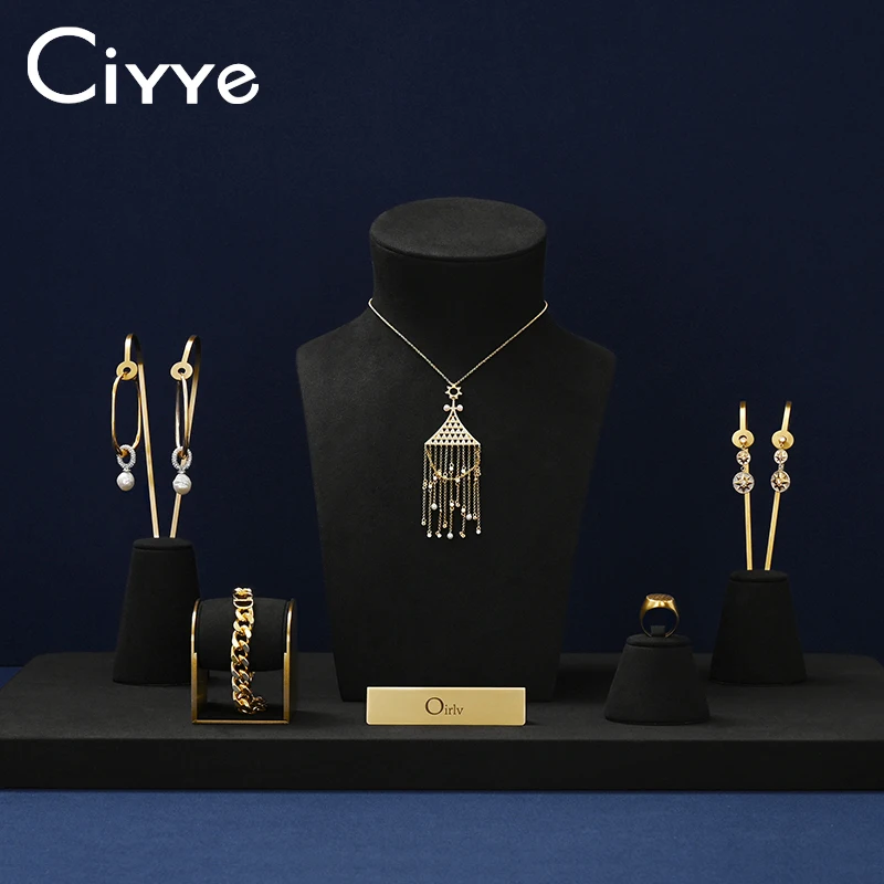 

Ciyye High-grade Black Jewelry Display Props Tray For Watch Ring Earring Bracelet Necklaces Counter Window Display Jewelry Props