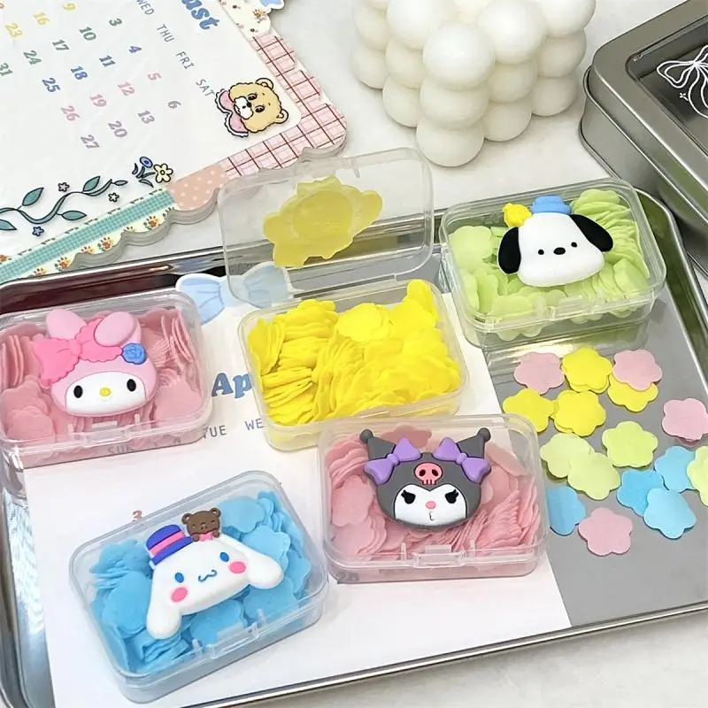 Kawaii Anime My Melody Sanrio Cinnamoroll Disposable Hand Washing Soluble Soap Tablet Cute Kuromi Pochacco Boxed Soap