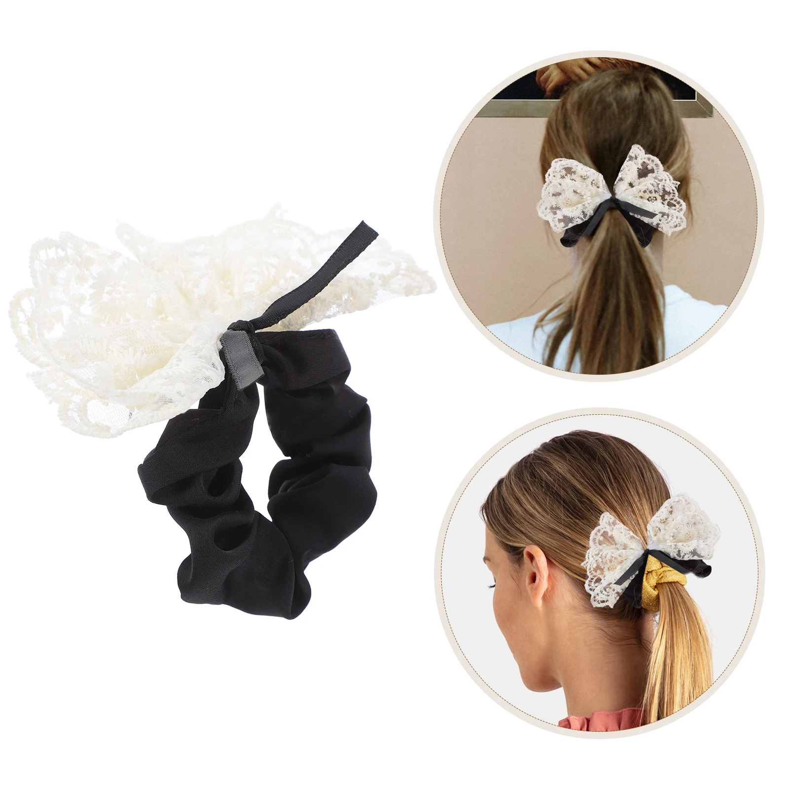 

Lace Bowknot Scrunchies Girls Bow Tie School Durable Material Secure Hold Hair Circle Accessories Childrens Rope Ties Hair Bows