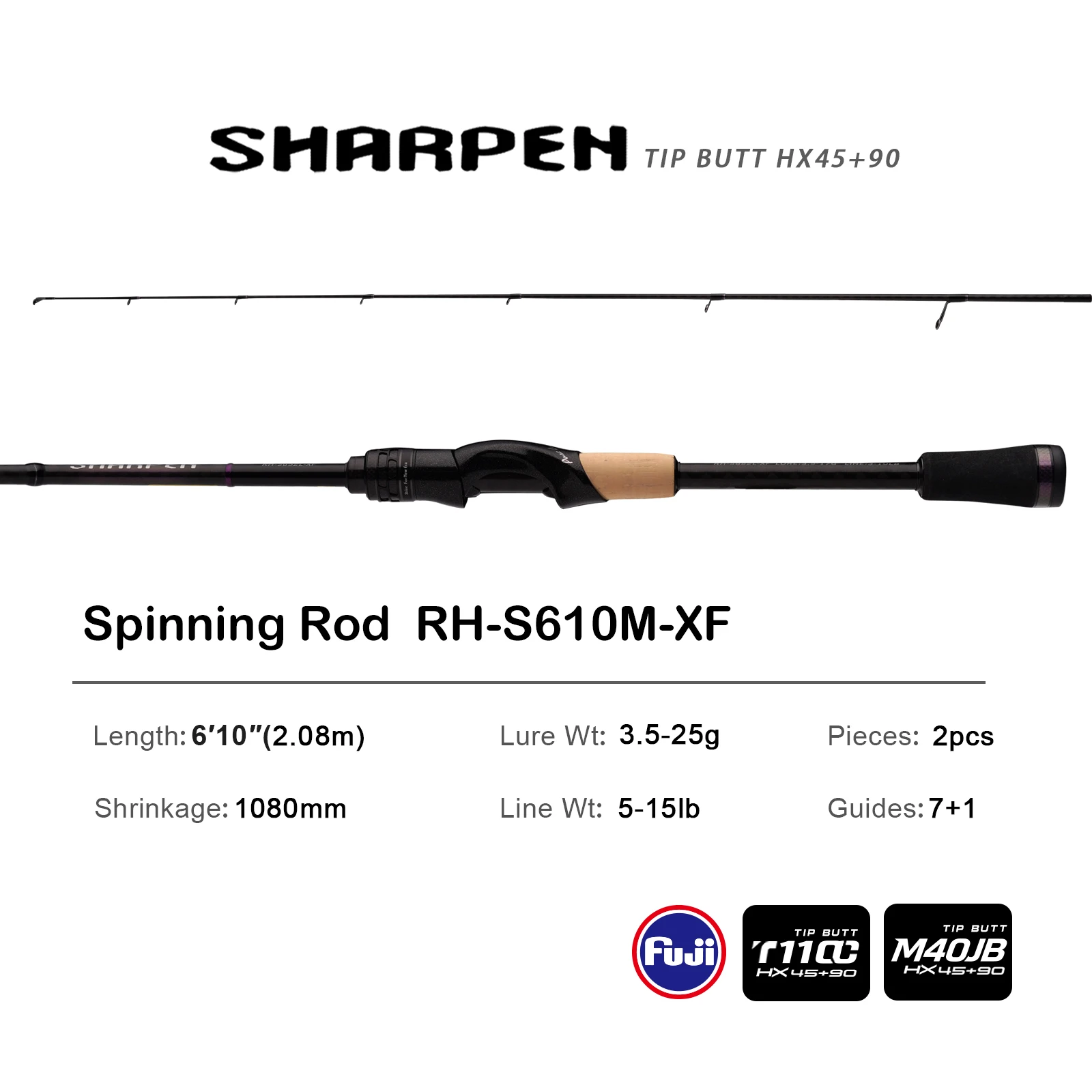 ロッド SHARPEN Casting Rod RH-C765-805M-MF PURELURE XF/MF Action Fishing Rods Carbon Spinning Rod
