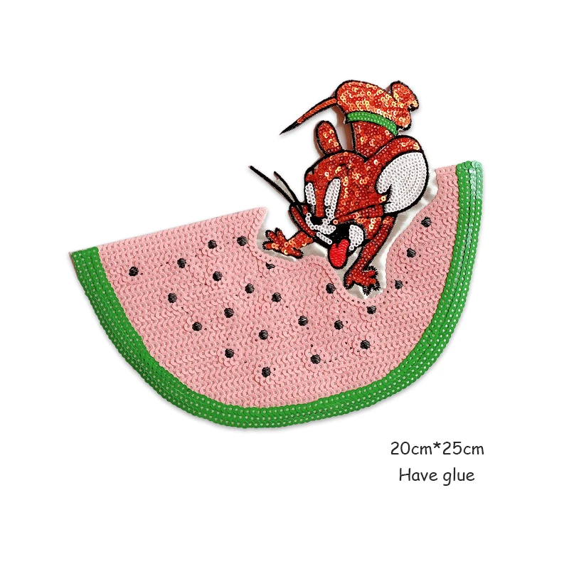 Wholesale patch badge strawberry watermelon embroidery patch cartoon animal embroidery badge parches termoadhesivos para ropa