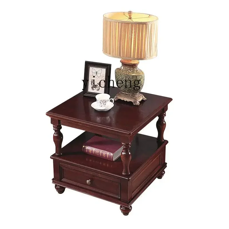 TQH American small coffee table sofa edge corner bedroom bedside table simple light luxury household coffee table corner cabinet