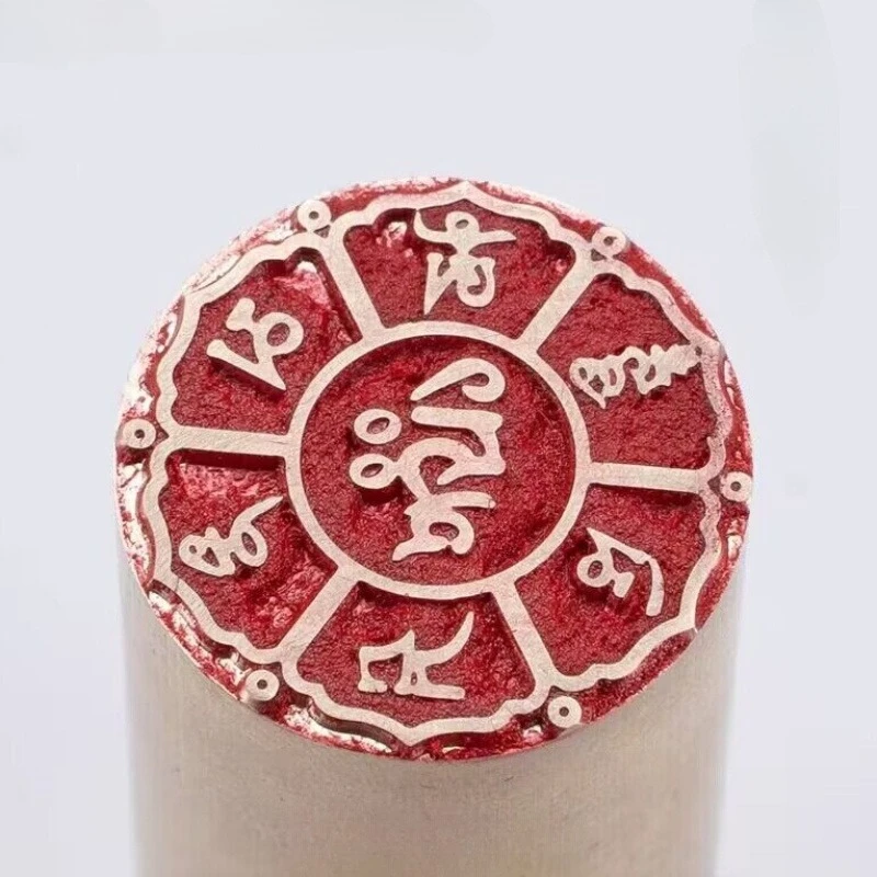 Brass Carved Om Mani Padme Hum Buddha Seal Stamp Engraved Om Mani Padme Hum Used for Stamping