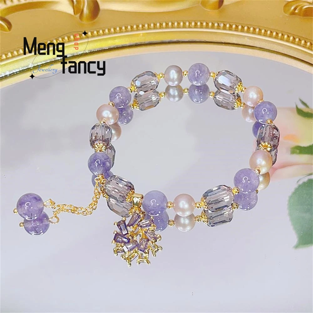 Natural Amethyst Pearl Bracelet Female Simple Light Luxury Wind Turbine Pendant Fashion Jewelry Popular High-grade Holiday Gifts