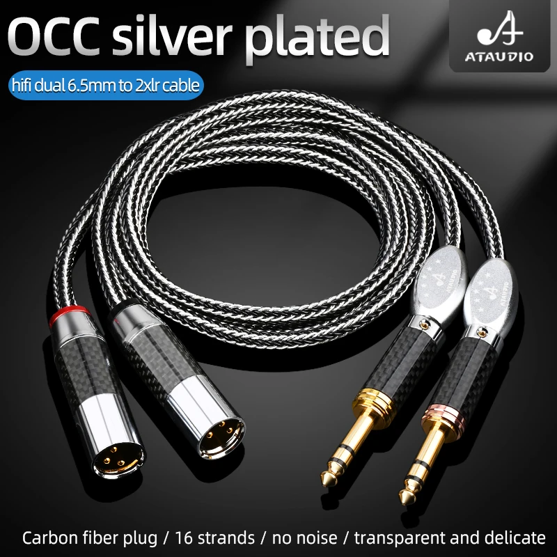 Hifi 6.5mm na kabel Xlr posrebrzany OCC 1/4 Cal TRS Stereo 6.35mm na XLR kabel Audio do głośników mikser do mikrofonu wzmacniacz gitarowy