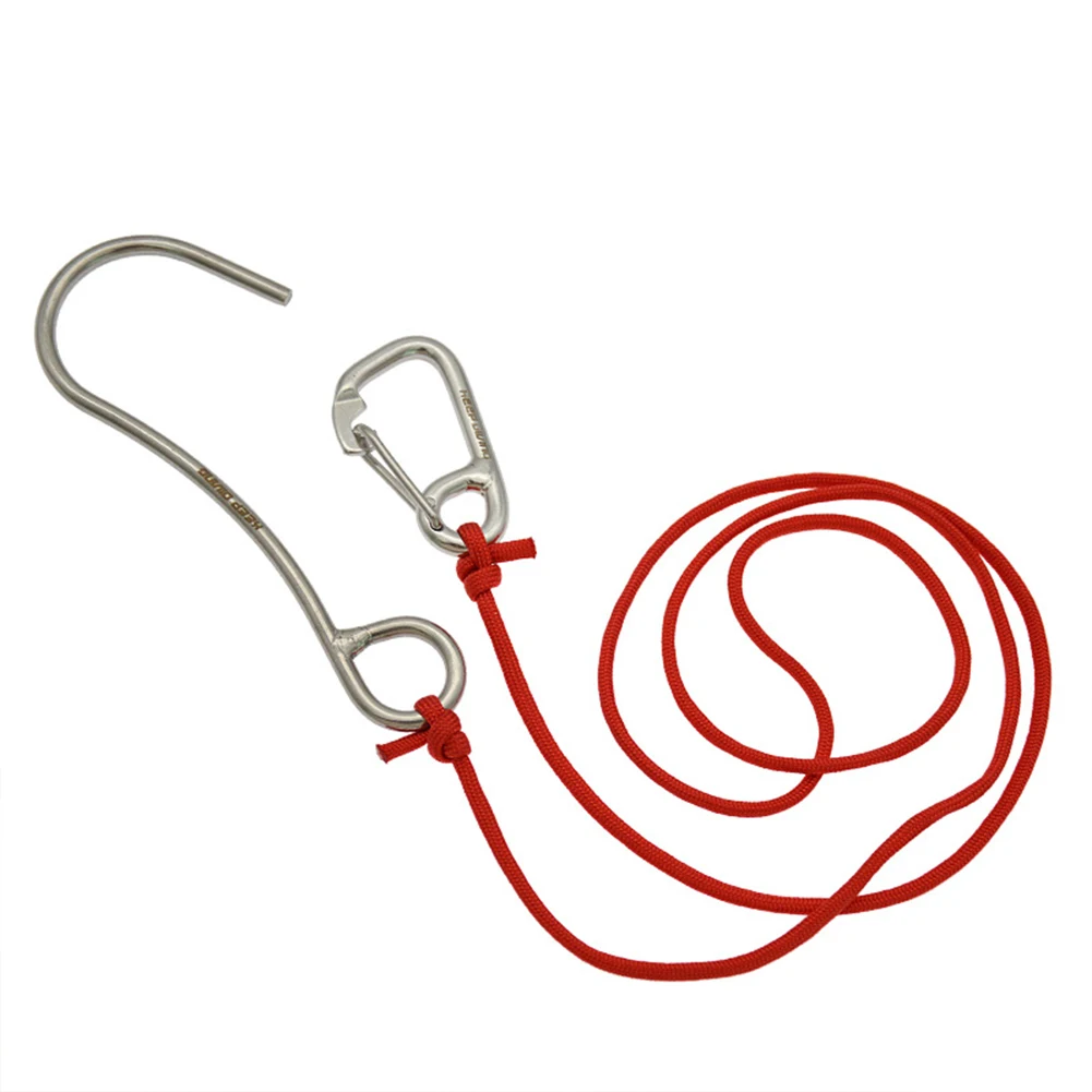 

Scuba Diving Reef Hook 120cm Spiral Coil Lanyard Diving Stainless Steel Single Hook Diving Drift Reef Hook for Drift Diving