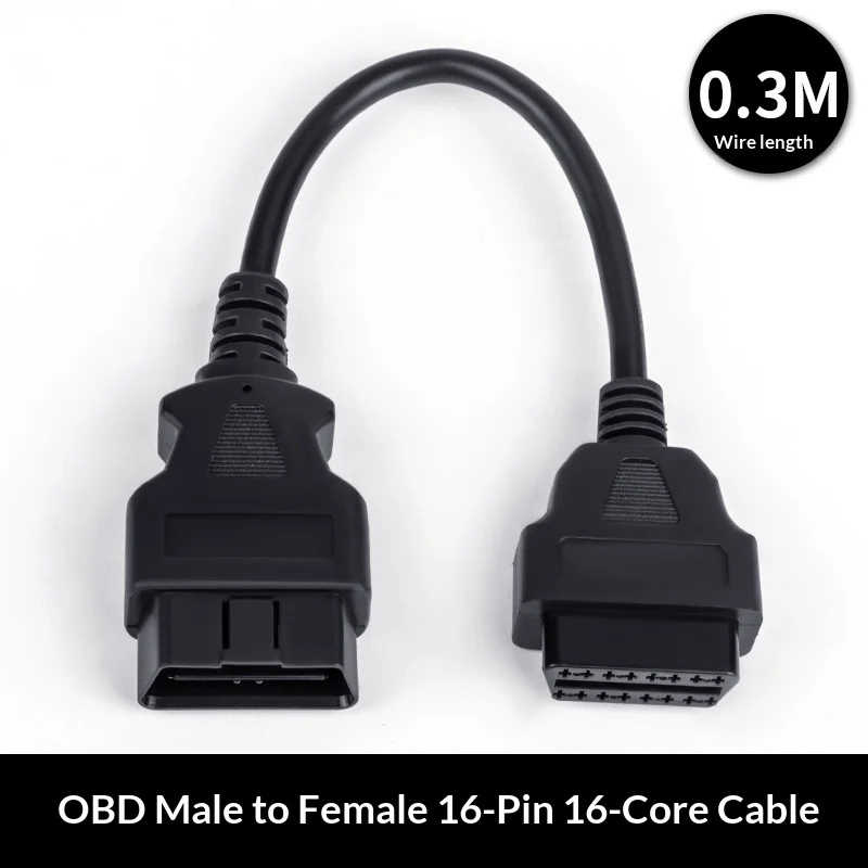 Car OBD Extension Cable Male-to-female 16-core Powered 16PIN OBD2 Diagnostic Tool Extension Cable 1.5 Meters
