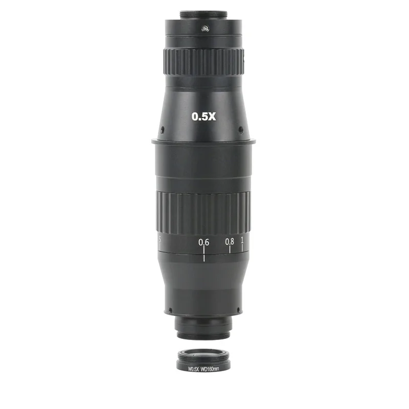 0.6X-5X Zoom Monocular C Mount CCD Digital Microscopy Camera Lens Optional Replacement 0.3X 0.75X 2X Objective Lens