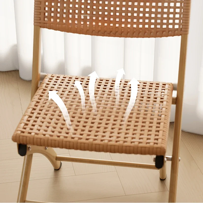 Plastico Folding Chair Rattan Weaving Camping Out Backrest Folding Chair Chaise Chaises Sillas Plegables SedieManger Furniture