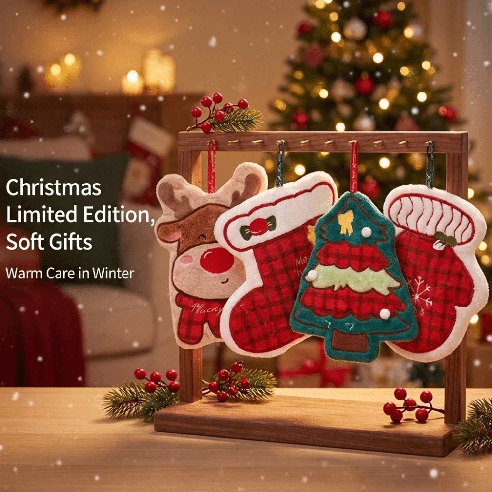 Practical Coral Velvet Coral Fleece Hand Towels Polyester Soft Hanging Bathroom Towel Snowman Santa Dish Towel Holiday