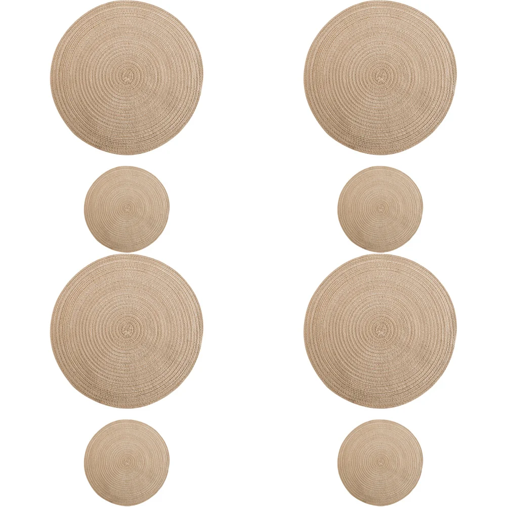 

8pcs Woven Cup Mat Heat-Resistant Non-Slip Table Coasters For Drinks Farmhouse Coffee Table Accessories Desk Coaster Set Rustic