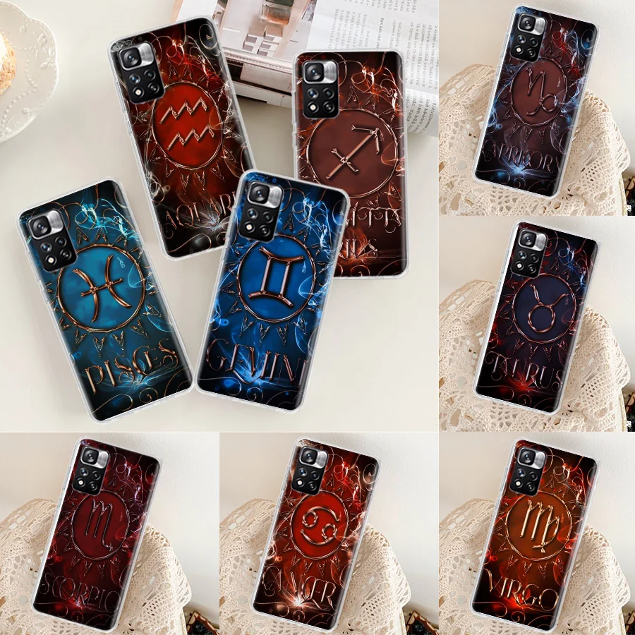 Funda de teléfono Libra Piscis Virgo Capricornio Acuario Tauro para Xiaomi Poco X3 GT X4 NFC M4 M5 M5S X7 X6 X5 Pro 5G M3 Mi F6 F5 F4 F3