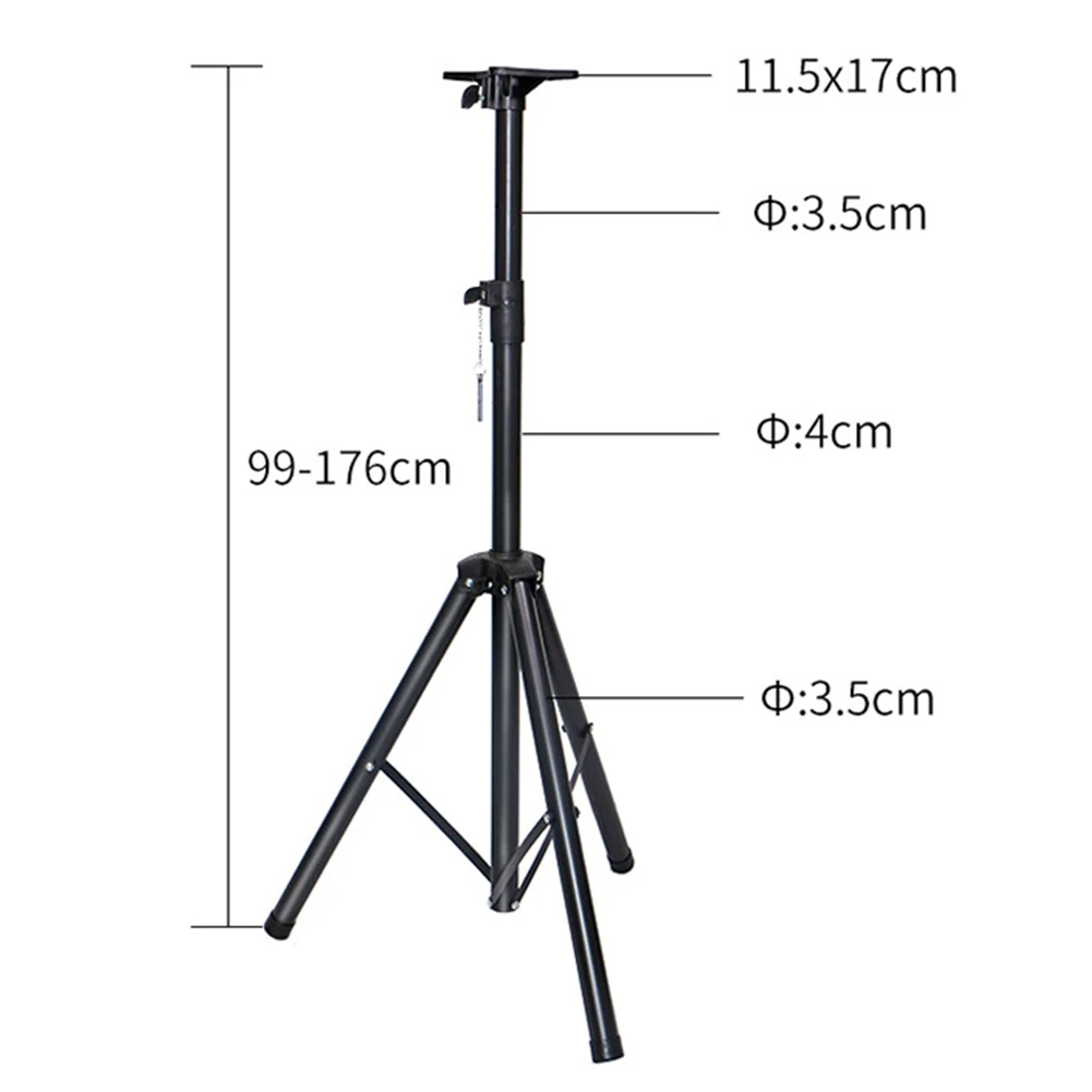 Tripod Speaker Stands Foldable Tripod Base Flexible Telescopic Adjustable Height Stage Audio Amplifier Stands Metal Bracket