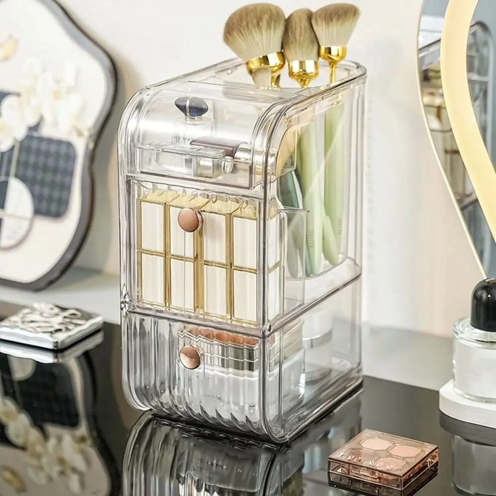 

Plastic Cosmetic Storage Box Space Saving with Handle Makeup Storage Container Dustproof Lipstick Storage Case Bathroom