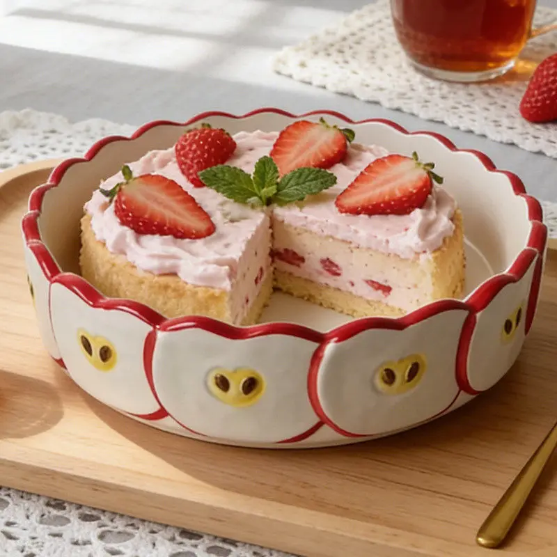 Cute apple shaped ceramic plate,living room dining table fruit snack decoration tray,cake baking baking tray,kitchen accessories