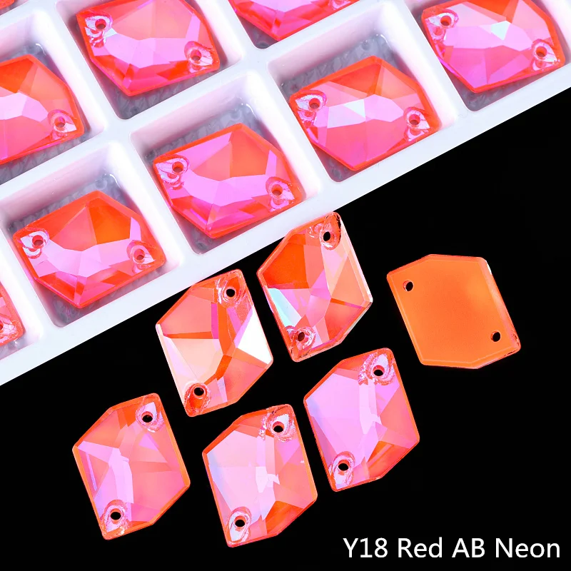 OLeeya K9 Glas Neon Fluoreszierende Kosmische Näh-Strass-Steine mit Kanten und Abschrägungen zum Aufnähen für Kleidung und Accessoires – Detail 9